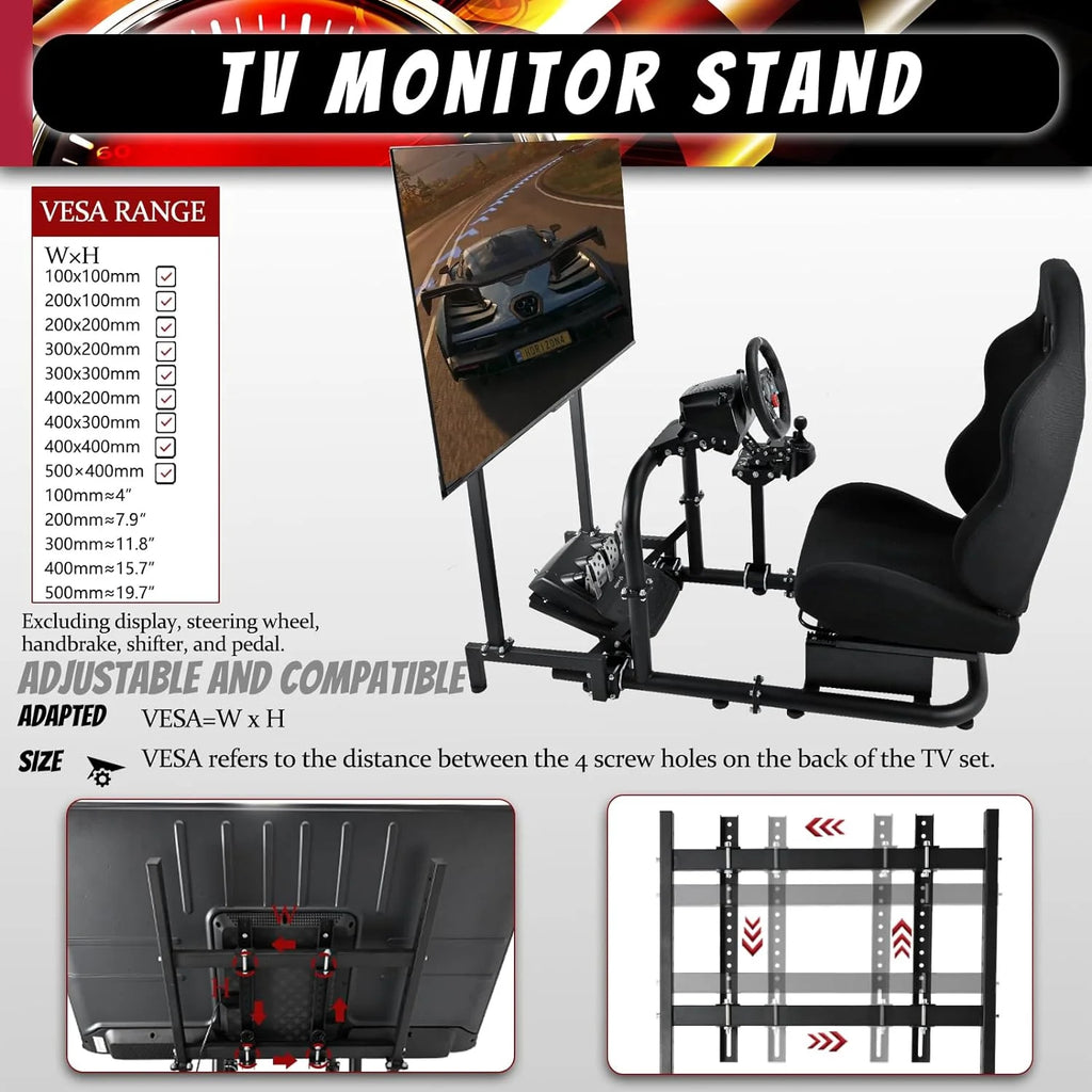 Racing Simulator Cockpit with Seat and Monitor Mount T812415