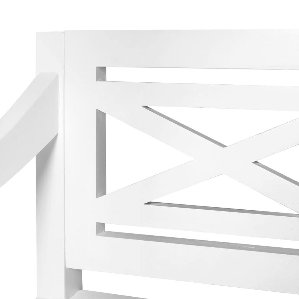 Solid Mahogany Wood White Bench K439350