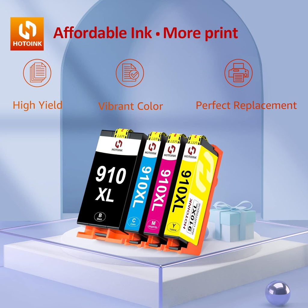 4 Pack Cyan Magenta Yellow Black Ink Cartridge Combo Pack for HP 910 XL R14369