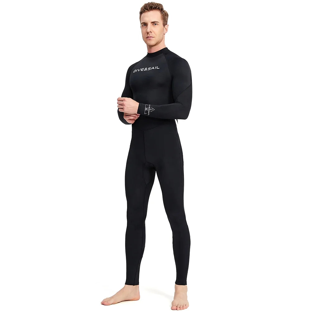 Men One Piece Swimsuit with Back Zipper Quick Dry Long Sleeve Surf Suit Y1172
