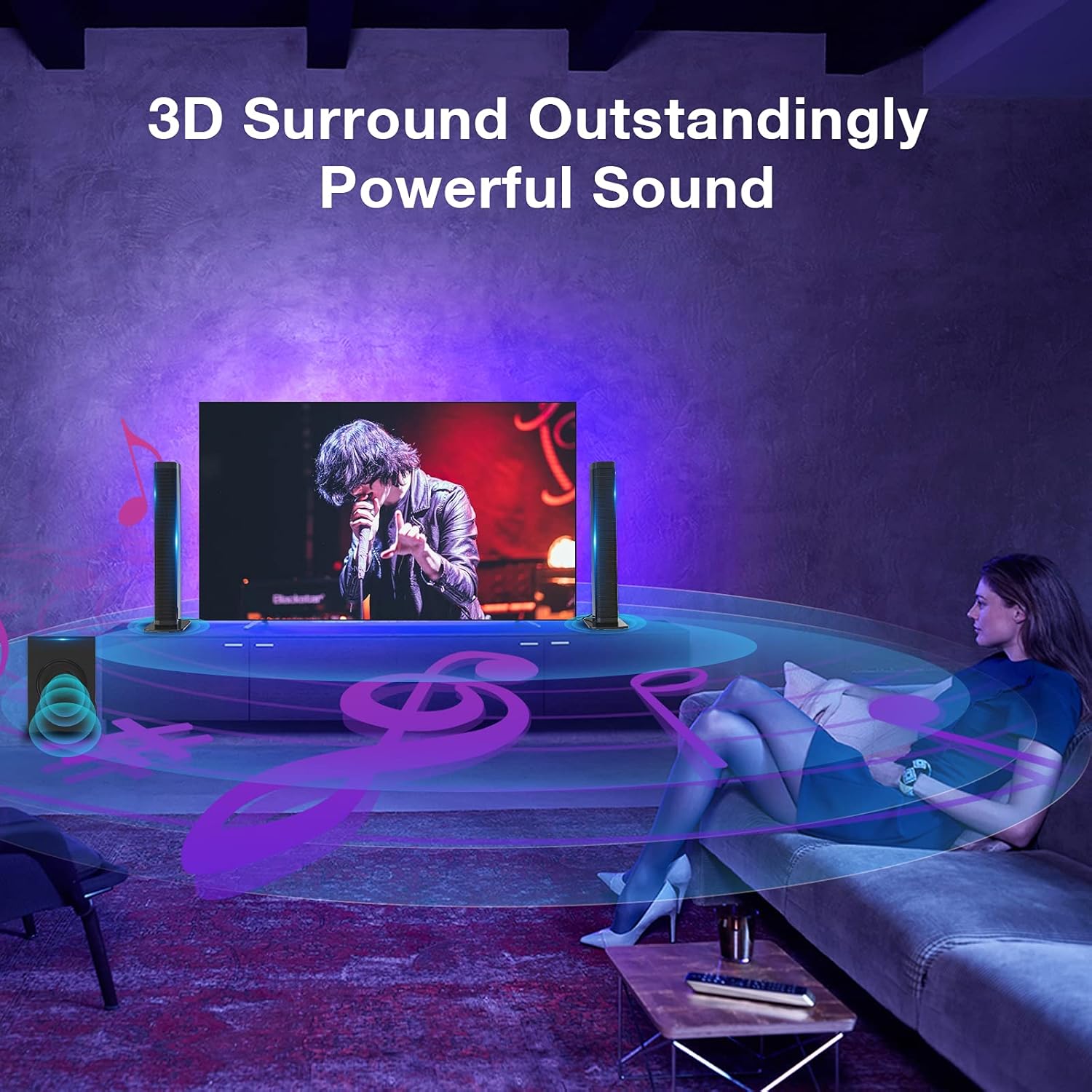 2.1 CH Sound Bar with Subwoofer 240W 3D Surround Sound Home Theater Audio System E3728