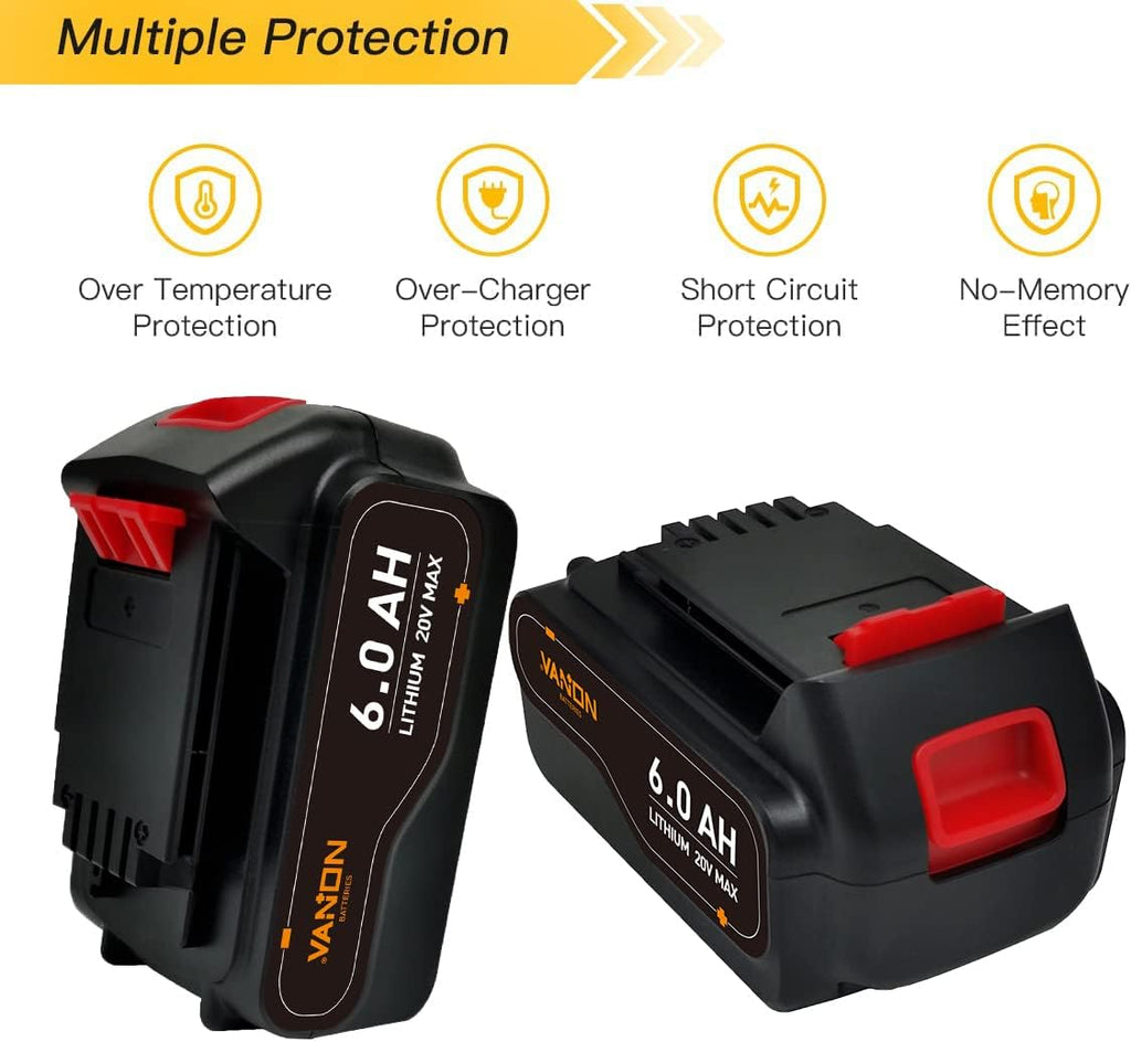 2Pack 6.0Ah 20V MAX Replacement Battery Z914824