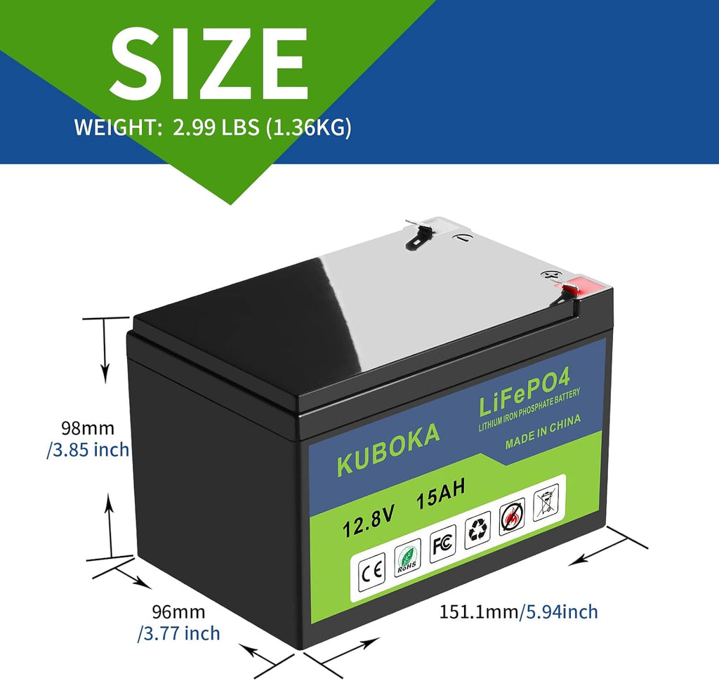 12V 15Ah LiFePO4 Lithium-ion Rechargeable Battery with Built-in BMS Z255