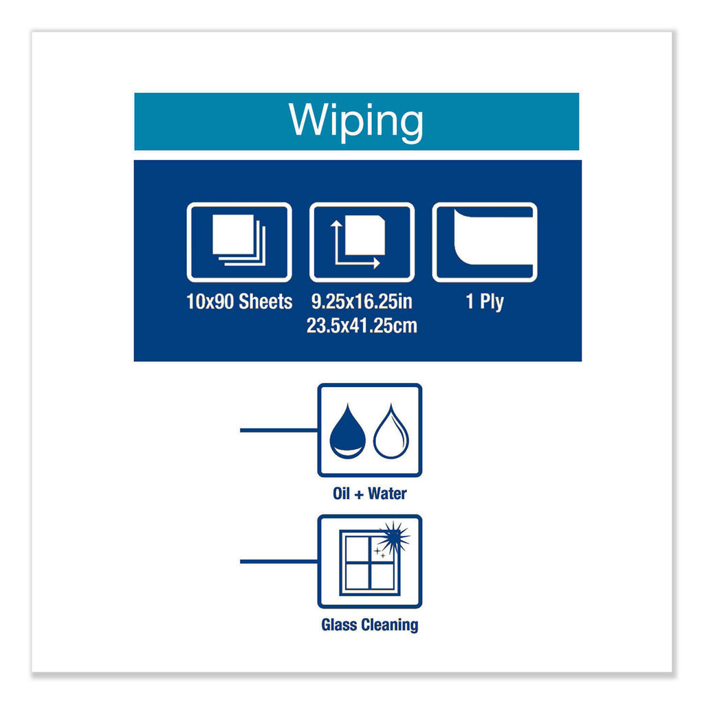 White Heavy-Duty Paper Wiper, 90 Wipes/Box, 10 Boxes/Carton B862419