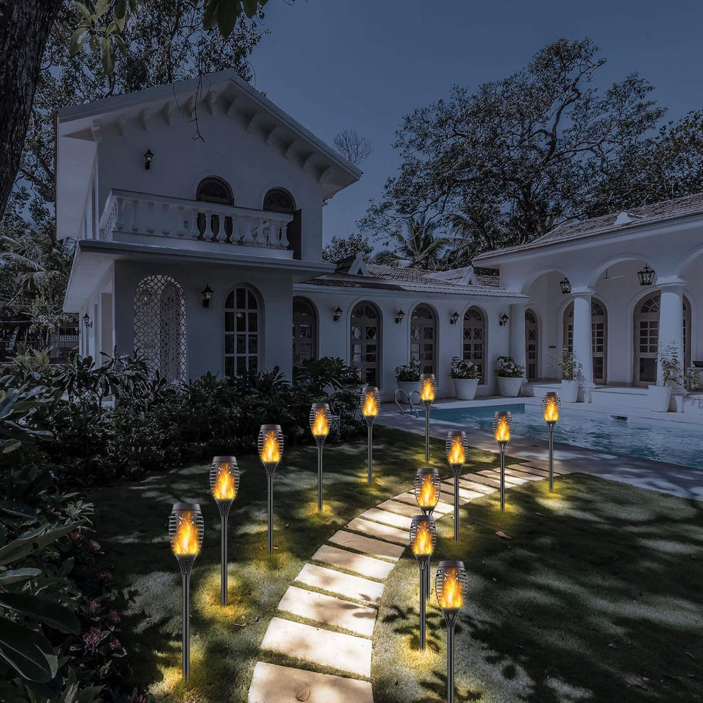 16 Pack Solar Torch Lights with Flickering Flames, Waterproof K26868