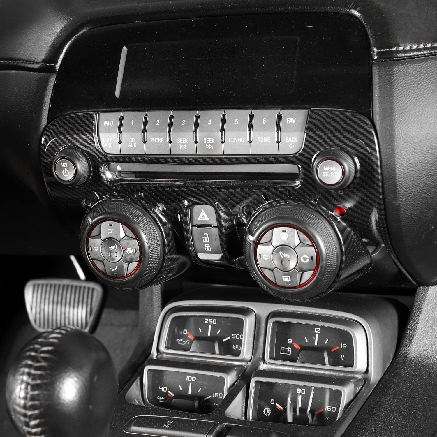 Carbon Fiber Center Console Dashboard Radio Panel Trim for Chevrolet Camaro Pack of 2 X67181