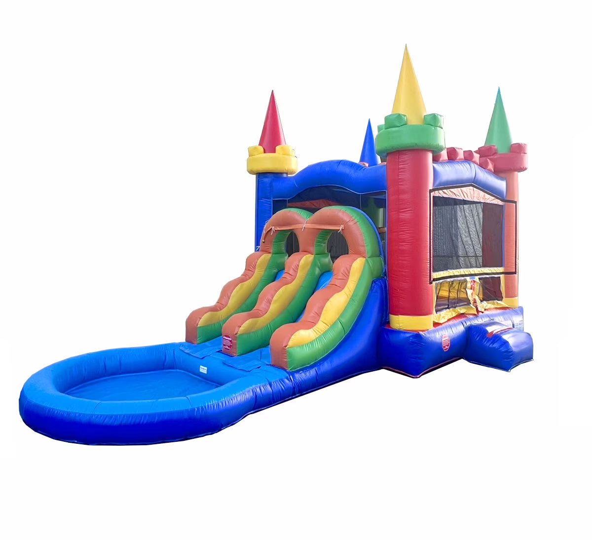 Modular Rainbow Dual Slide Bounce House with Splash Pool V996