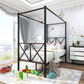 Twin Canopy Bed Frame with x Shaped Frame - Black D9550