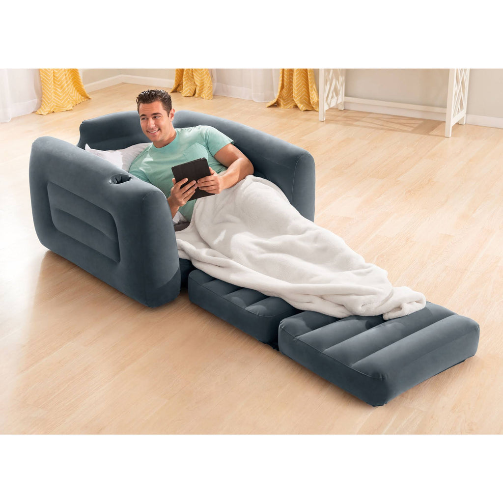 Inflatable Pull Out Sofa Chair Sleeper with Twin Sized Air Mattress B8891