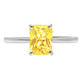 2.5ct Radiant Cut Yellow Simulated Diamond 18k White Gold Ring Size 4.25 M955