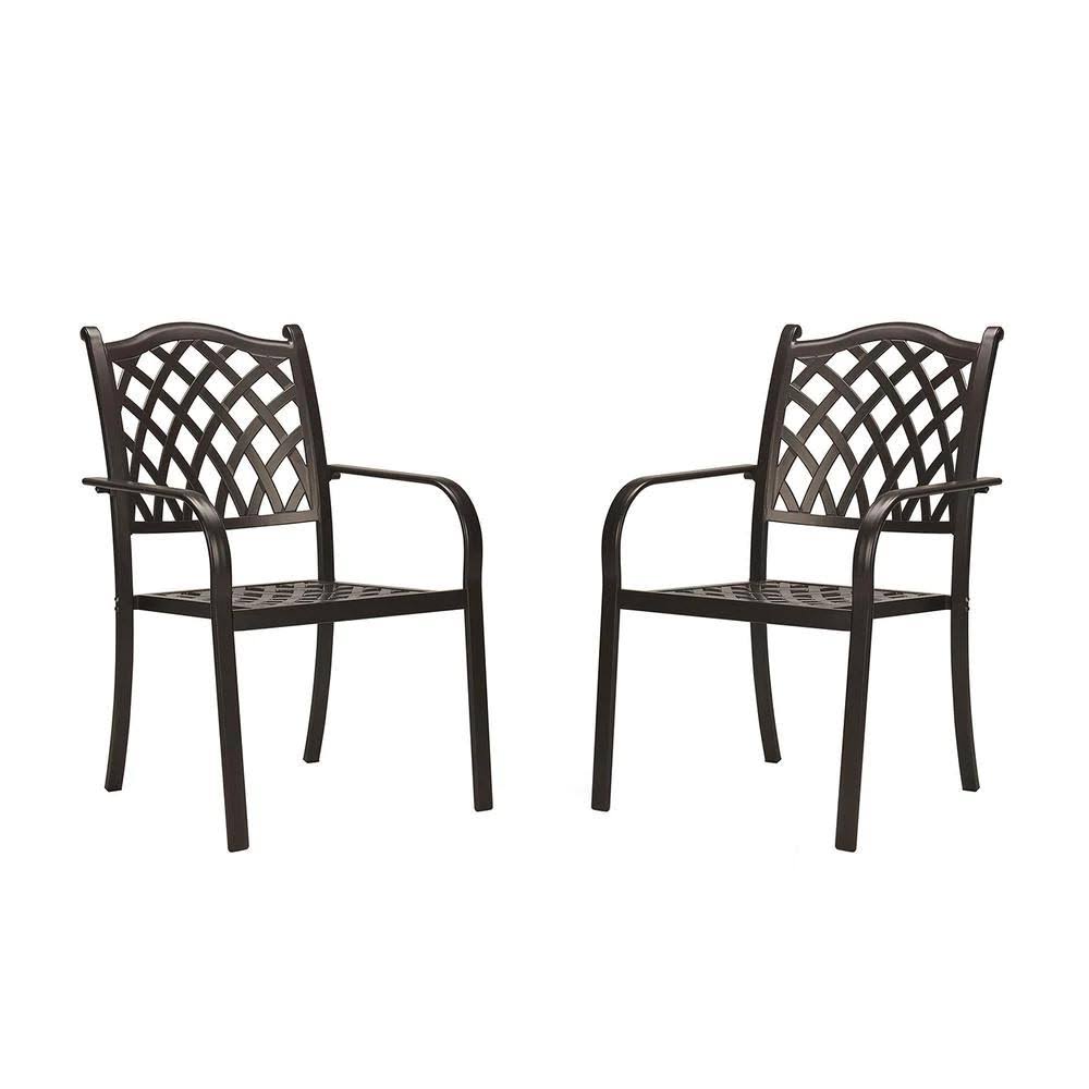 Dark Brown Stacking Cast Aluminum Outdoor Dining Chair (2-Pack) X923