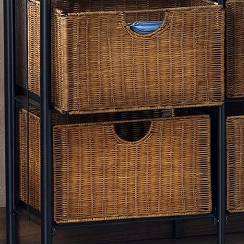 Black/Brown Iron/Wicker Storage Chest F5999