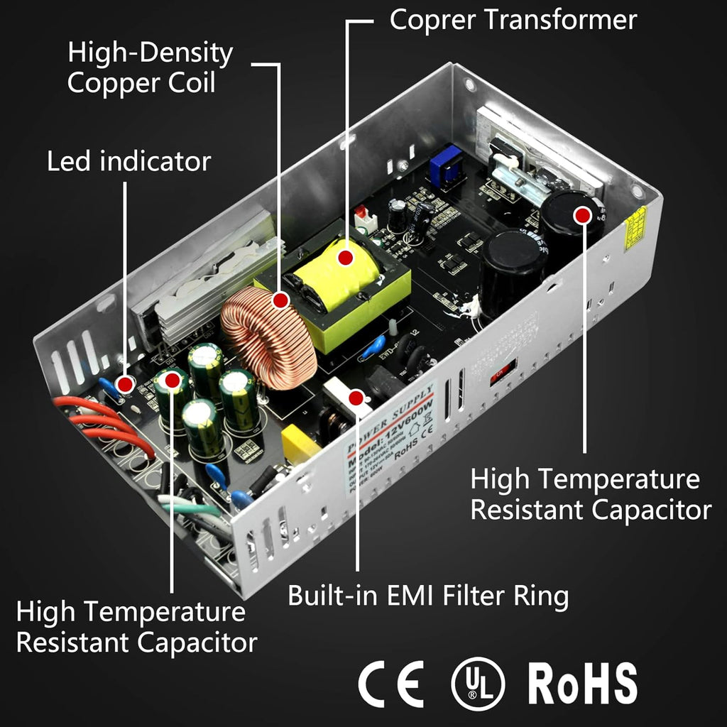12V 600W 50A DC Switch Transformer Power Supply P1114