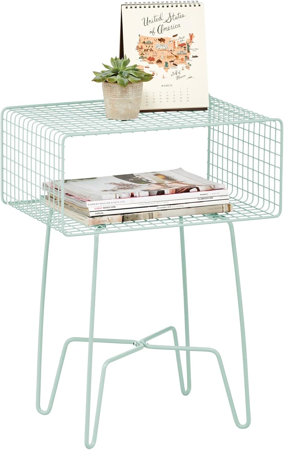 Bronze 2-Tier Metal End Table with Storage Shelf W35823