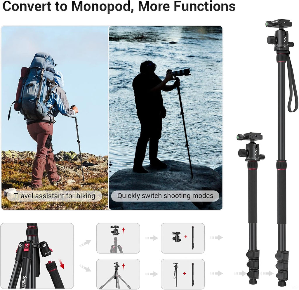 Aluminum Camera Tripod Monopod, Foldable, 360 Degree Ball Head, Quick Release Plate, Payload 33lb, Height 18.5 to 78, Pack of 2 I8034