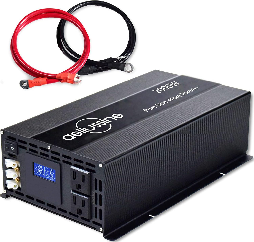 2000 Watt Pure Sine Wave Power Inverter 12V to 110V 120V DC to AC 4000W Surge Hardwire Terminal 2 US Outlet P632