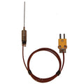 Type-K Thermocouple Probe, Hypodermic Tip, 2.25 inch L x 0.063 inch Dia, Grounded Junction, 2.5 Feet FEP Insulated Cable Z857767