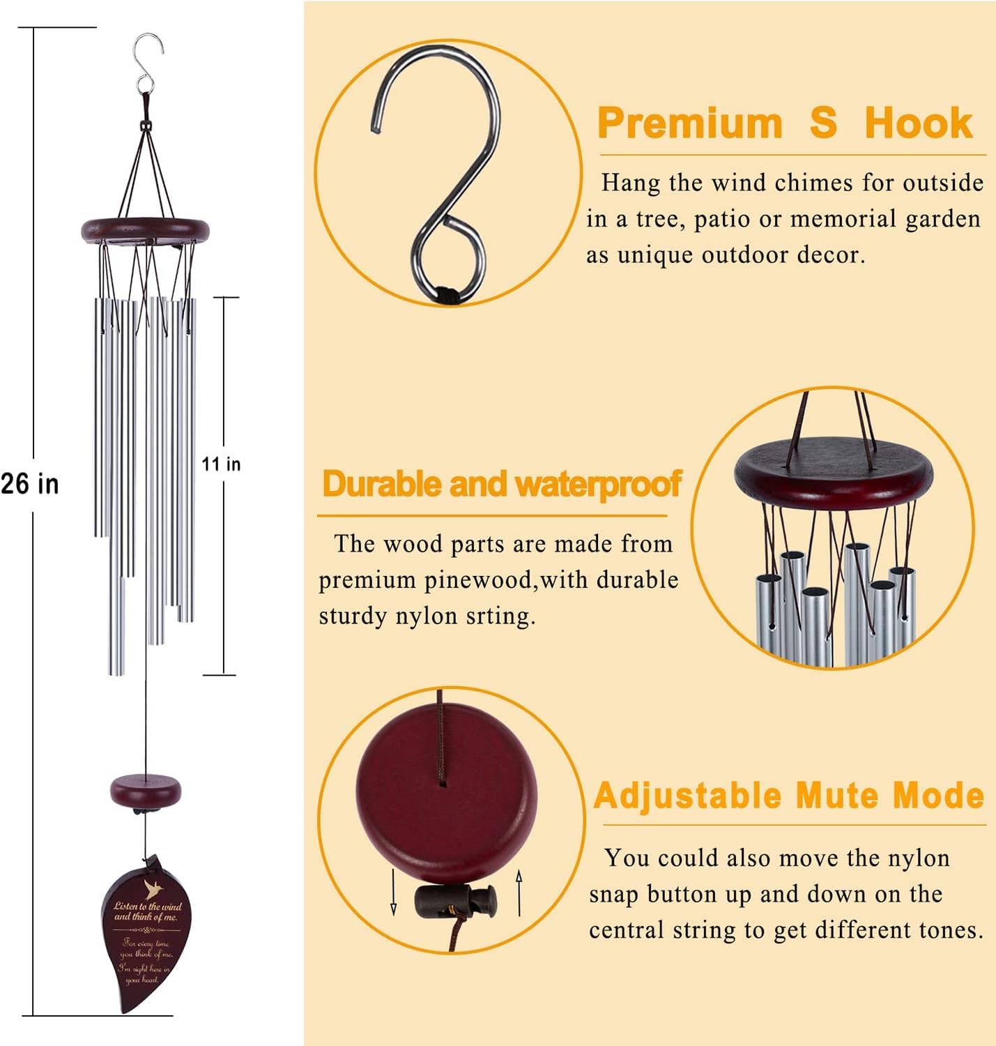 Sympathy Wind Chimes, 26 Inches, Pack of 2 R840324
