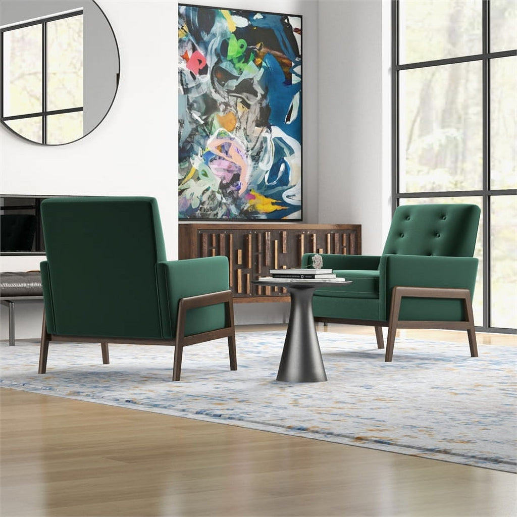 Green Velvet Tufted Accent Armchair Set of 2 S8007