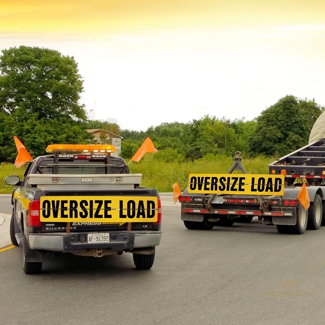 Oversize Load Sign for Escort Vehicles - Hinged Aluminum - 12 Inch x 60 Inch N941