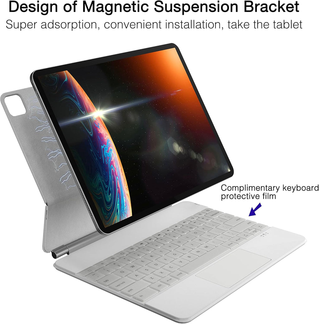 White Leather Magnetic Keyboard Case for iPad Pro 12.9 inch C635