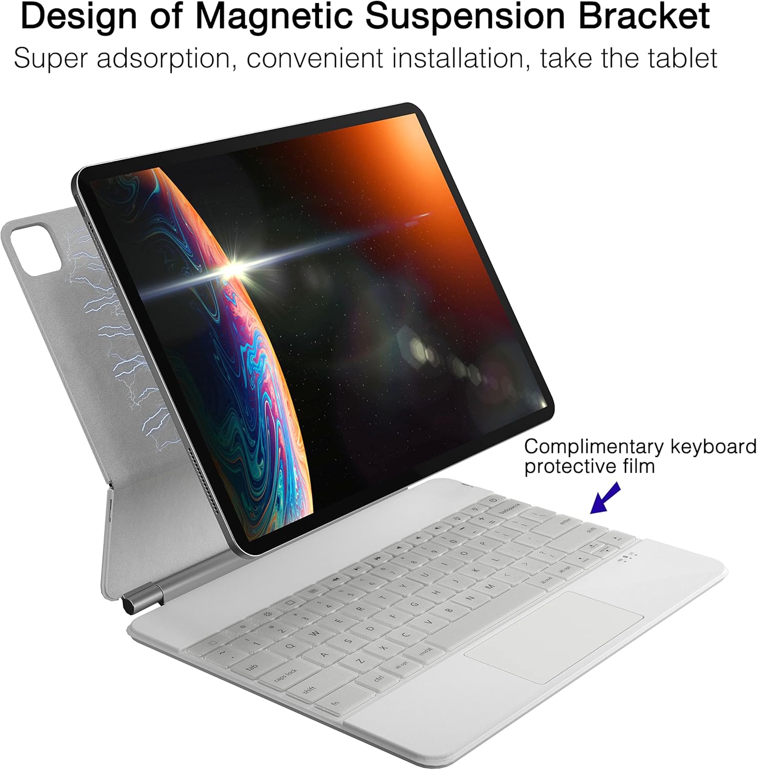 White Leather Magnetic Keyboard Case for iPad Pro 12.9 inch C635