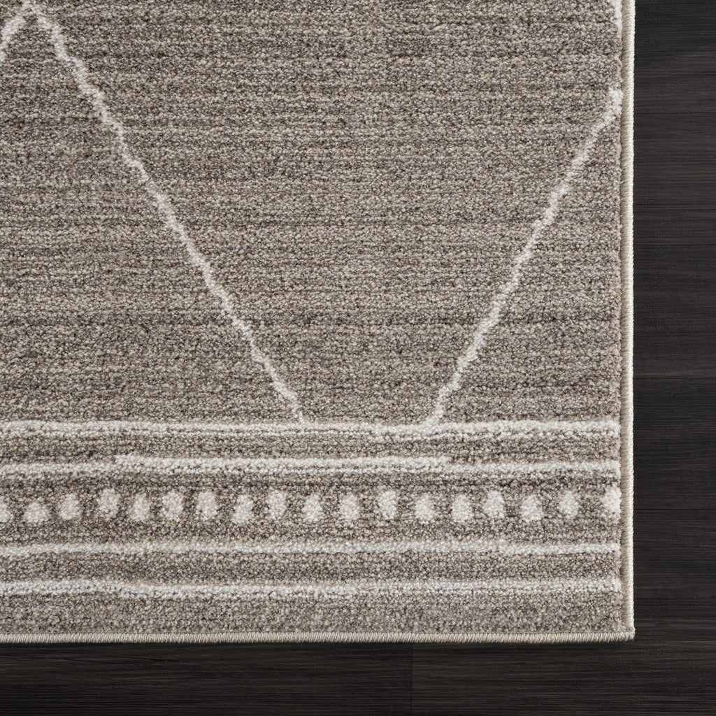 Brown White Runner Rug J248302