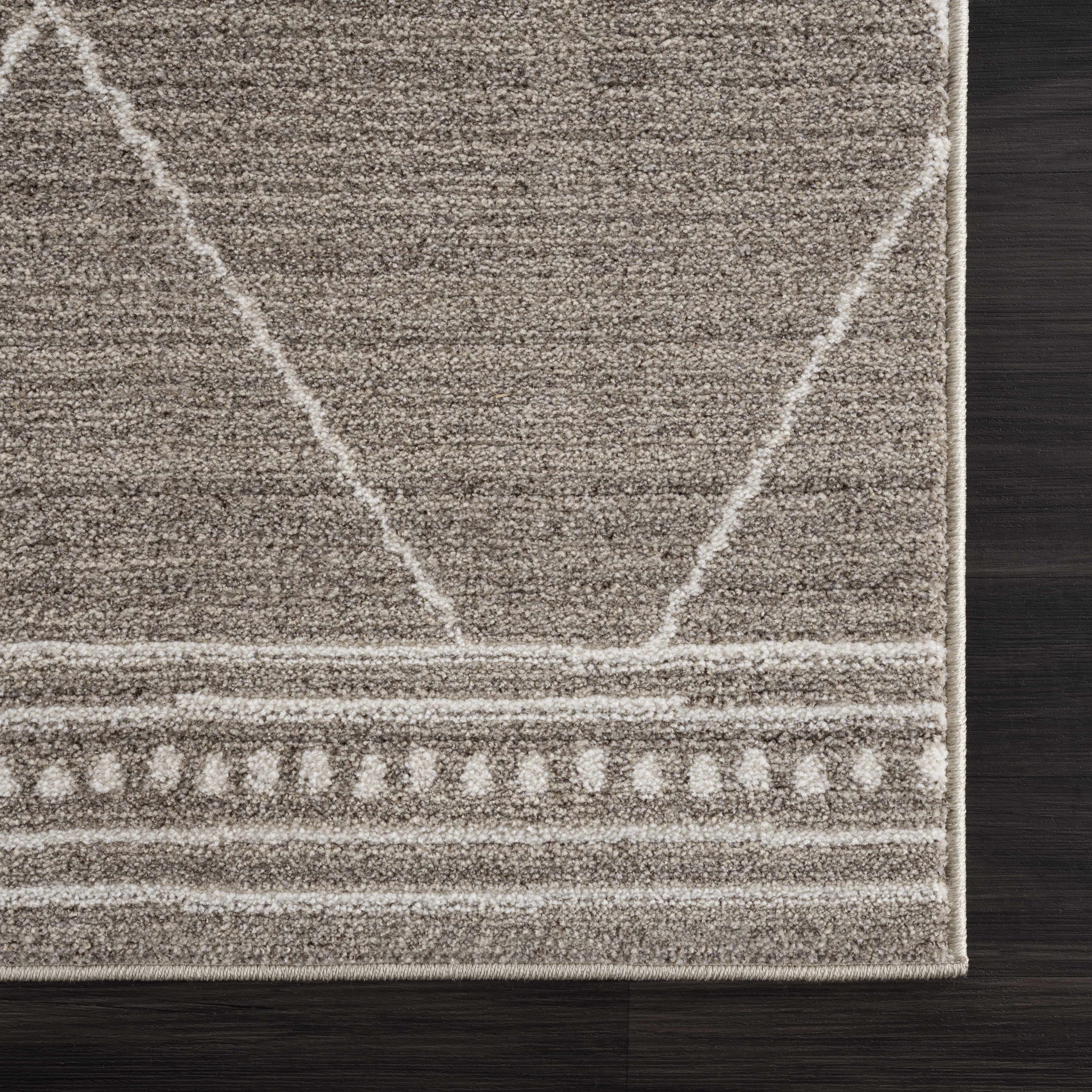 Brown White Runner Rug J248302