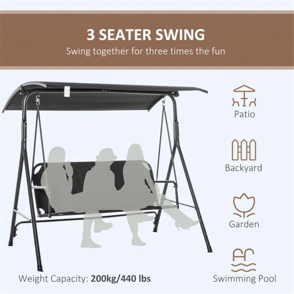 Black 3-Person Porch Swing M83115