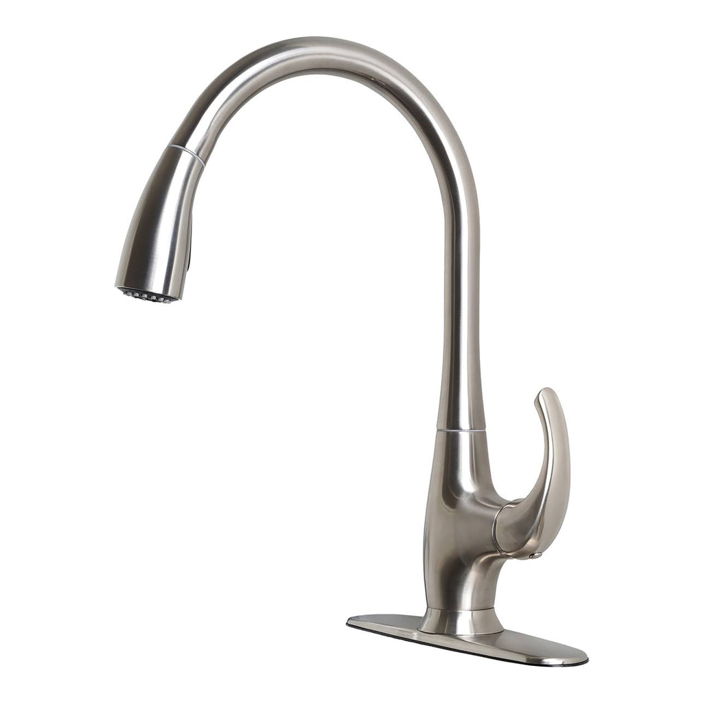 Stainless Steel Single-Handle Kitchen Faucet with Pull-Down Spray A554526