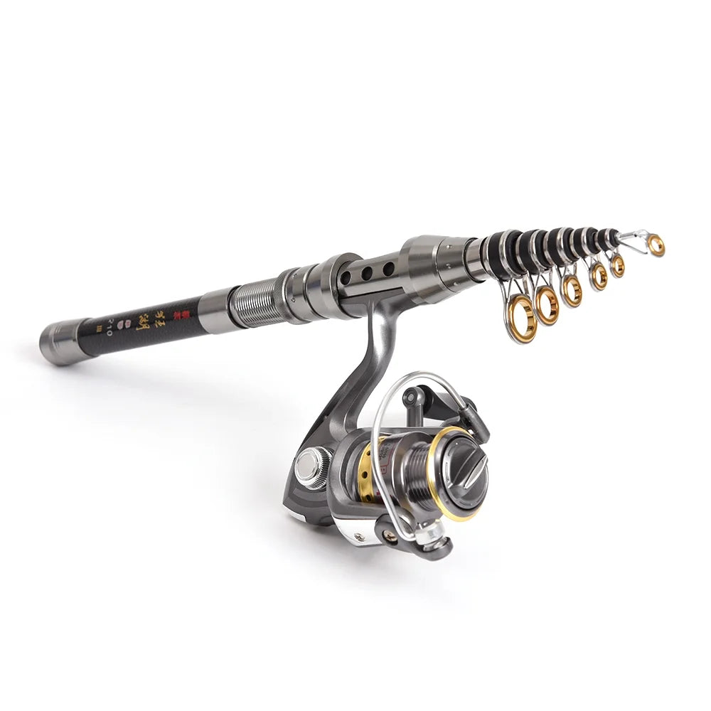 Telescopic Rod and Spinning Reel Combo Fishing Kit with Carrier Bag Case G572