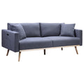 Dark Gray Linen Fabric Sofa with USB Charging Ports & Pillows M326