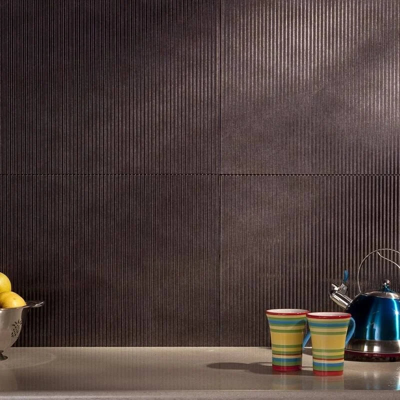 18in x 24in Rib Smoked Pewter Backsplash Panel (5 Pack) E478