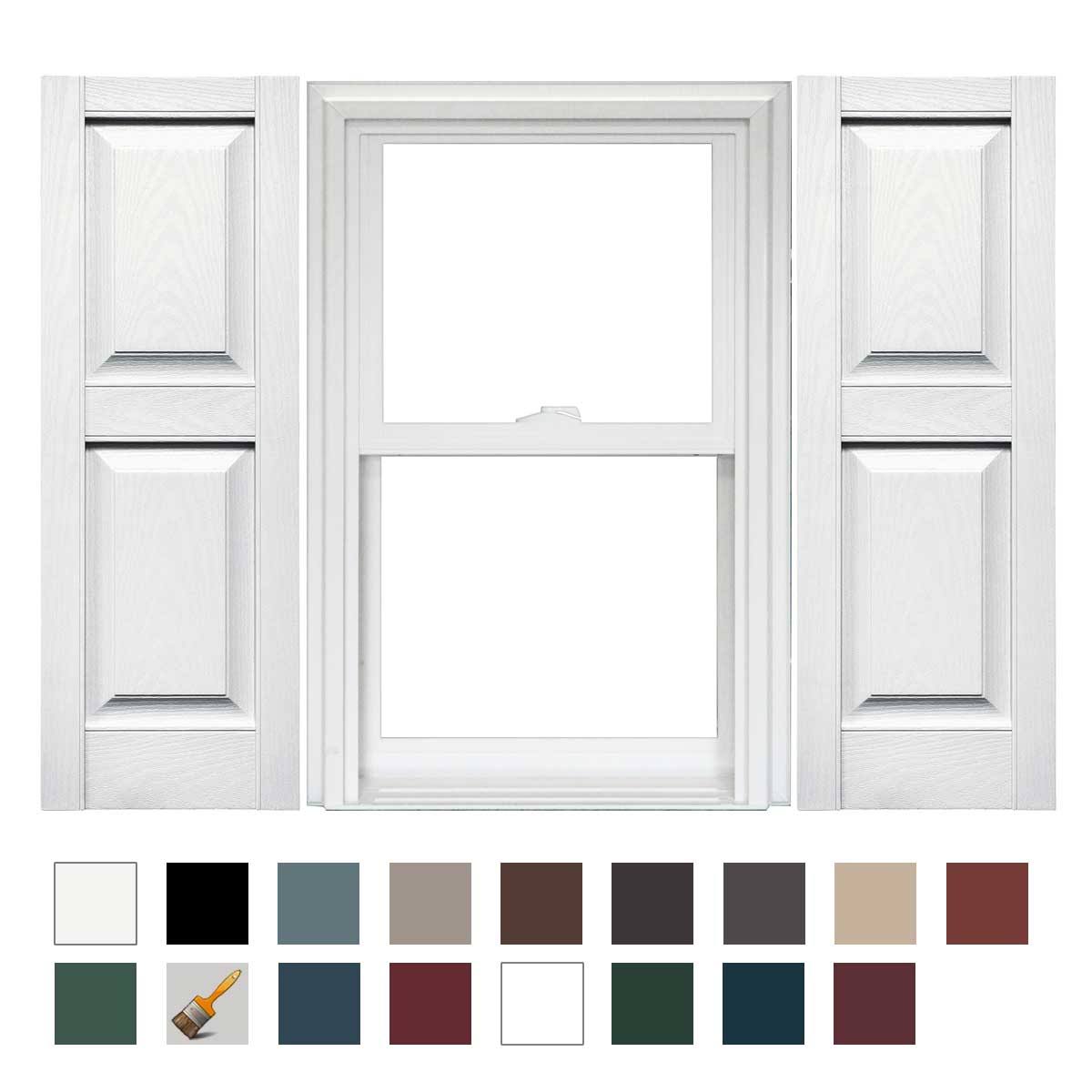Raised Panel Vinyl Shutters (1 Pair) 14.75 x 80 Bright White O710