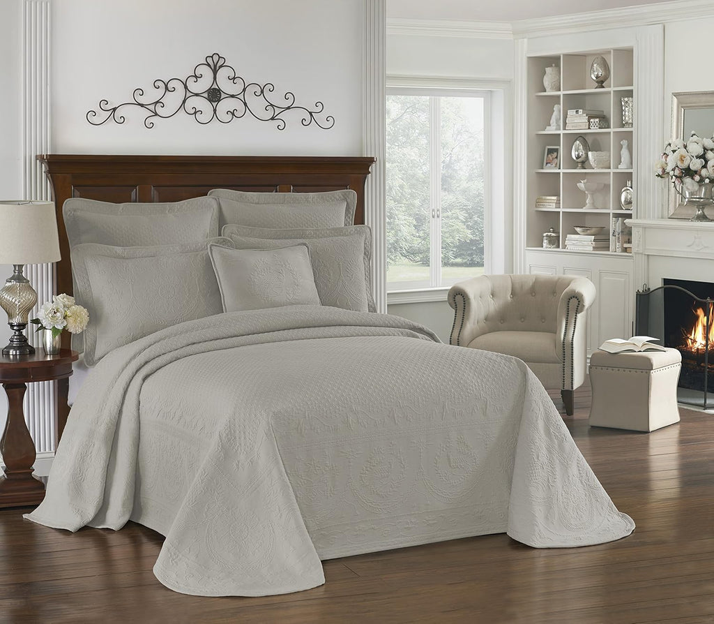 Ivory King Floral Matelasse Bed Spread O3258