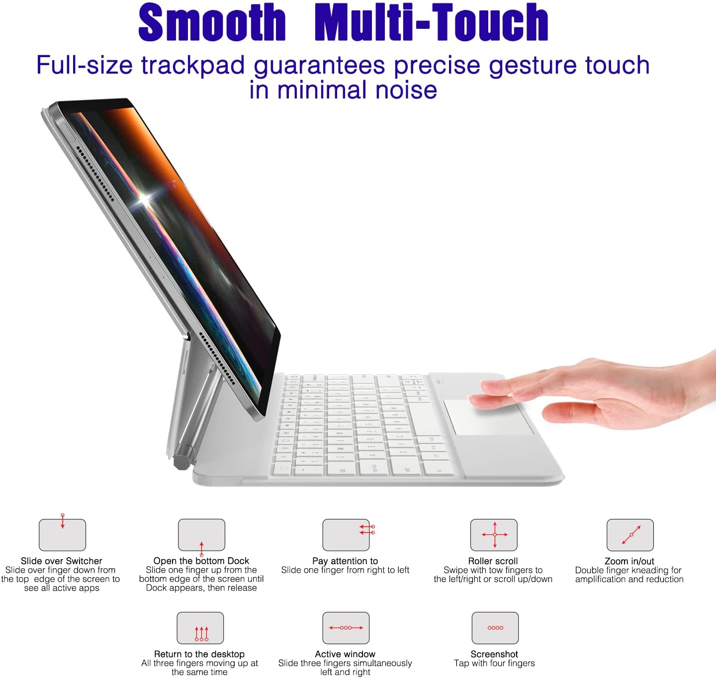 White Leather Magnetic Keyboard Case for iPad Pro 12.9 inch C635