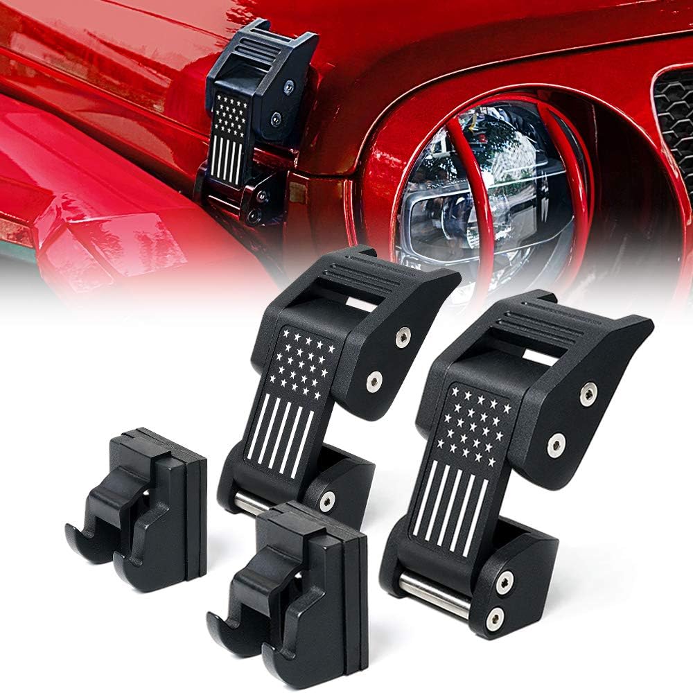 Aluminum Red Hood Latches Catch Kit Compatible with Jeep Wrangler JK JL Gladiator JT - 1 Pair R24159