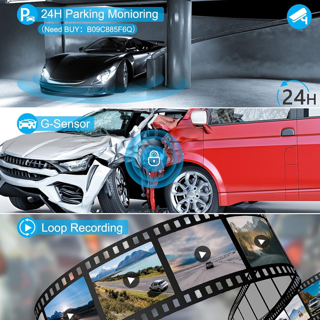3 Channel Front Inside Rear Dash Cam with WiFi D324640