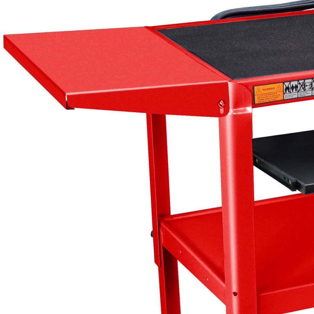 Red Adjustable Height Cart with Leaf/Keyboard N746