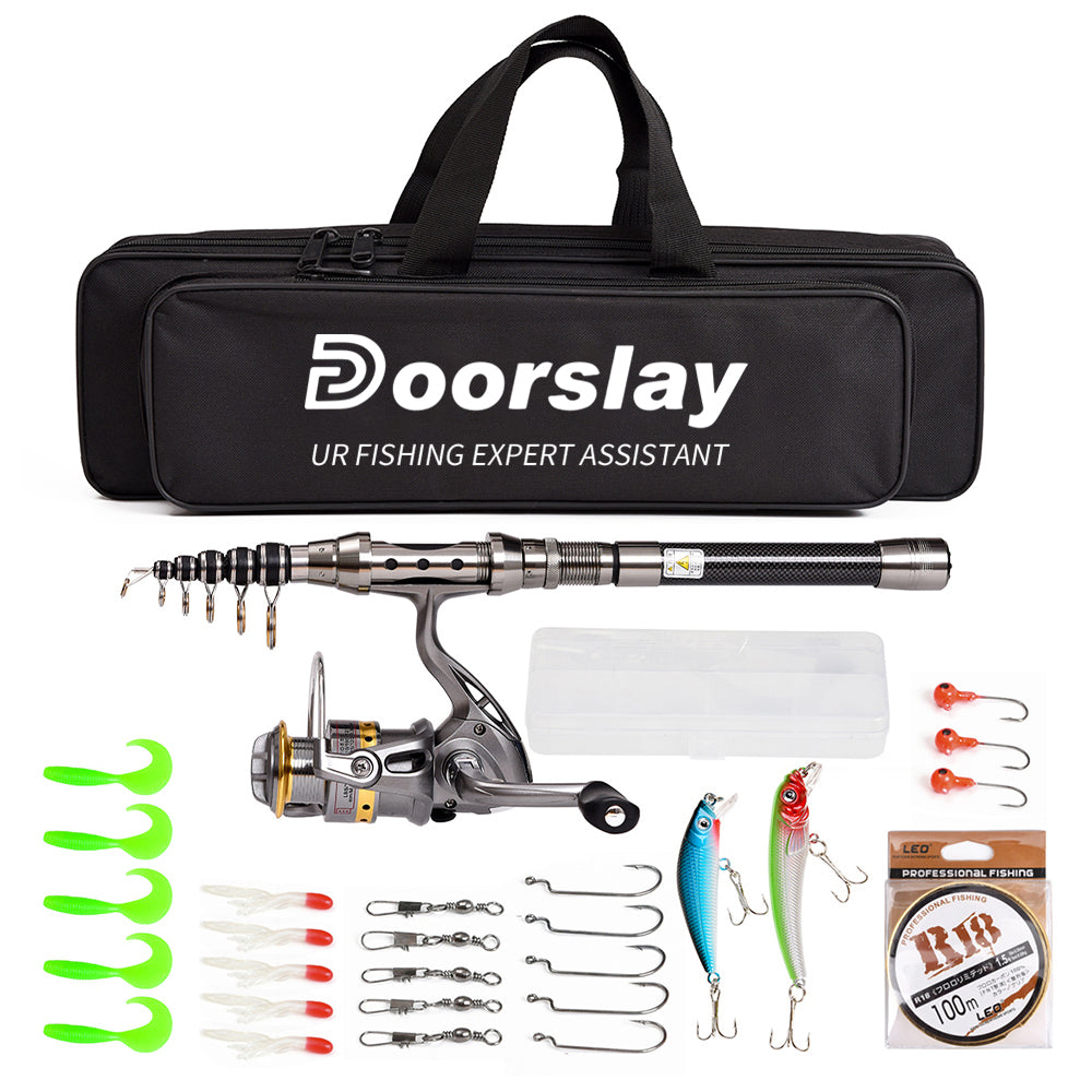 Telescopic Rod and Spinning Reel Combo Fishing Kit with Carrier Bag Case G572