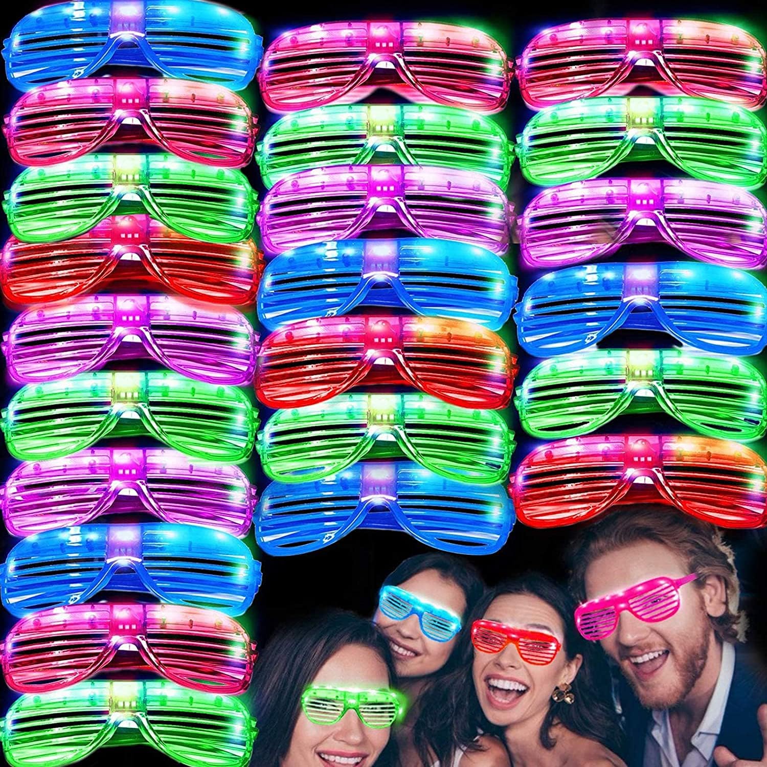 50 Pack LED Glow in The Dark Party Glasses S4510