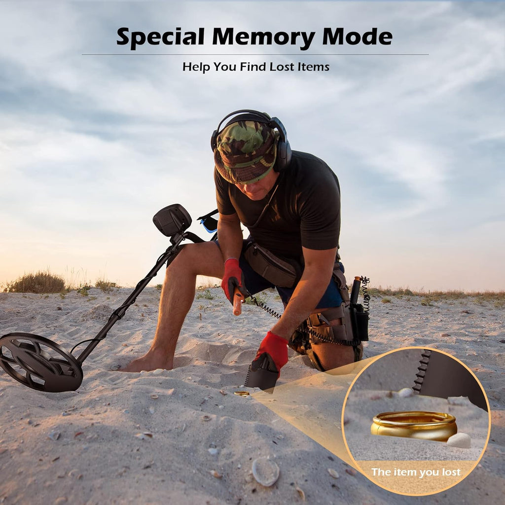 Waterproof Metal Detector with 10" IP68 Search Coil and Headphone I100