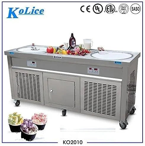 22" Double Round Pans Fried Ice Cream Machine with 10 Refrigerated Tanks D698