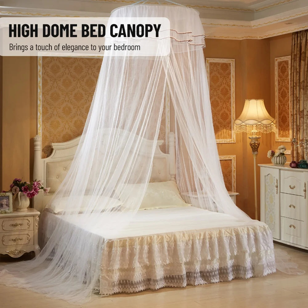 White Dome Bed Canopy Fine Mesh Net Lace Curtain X8087