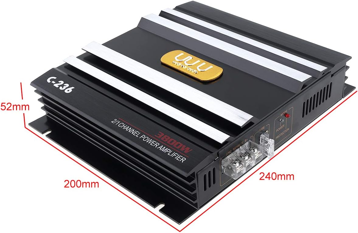 3800W 2 Channel Car Audio Amplifier Aluminum Alloy, Pack of 2 V101749