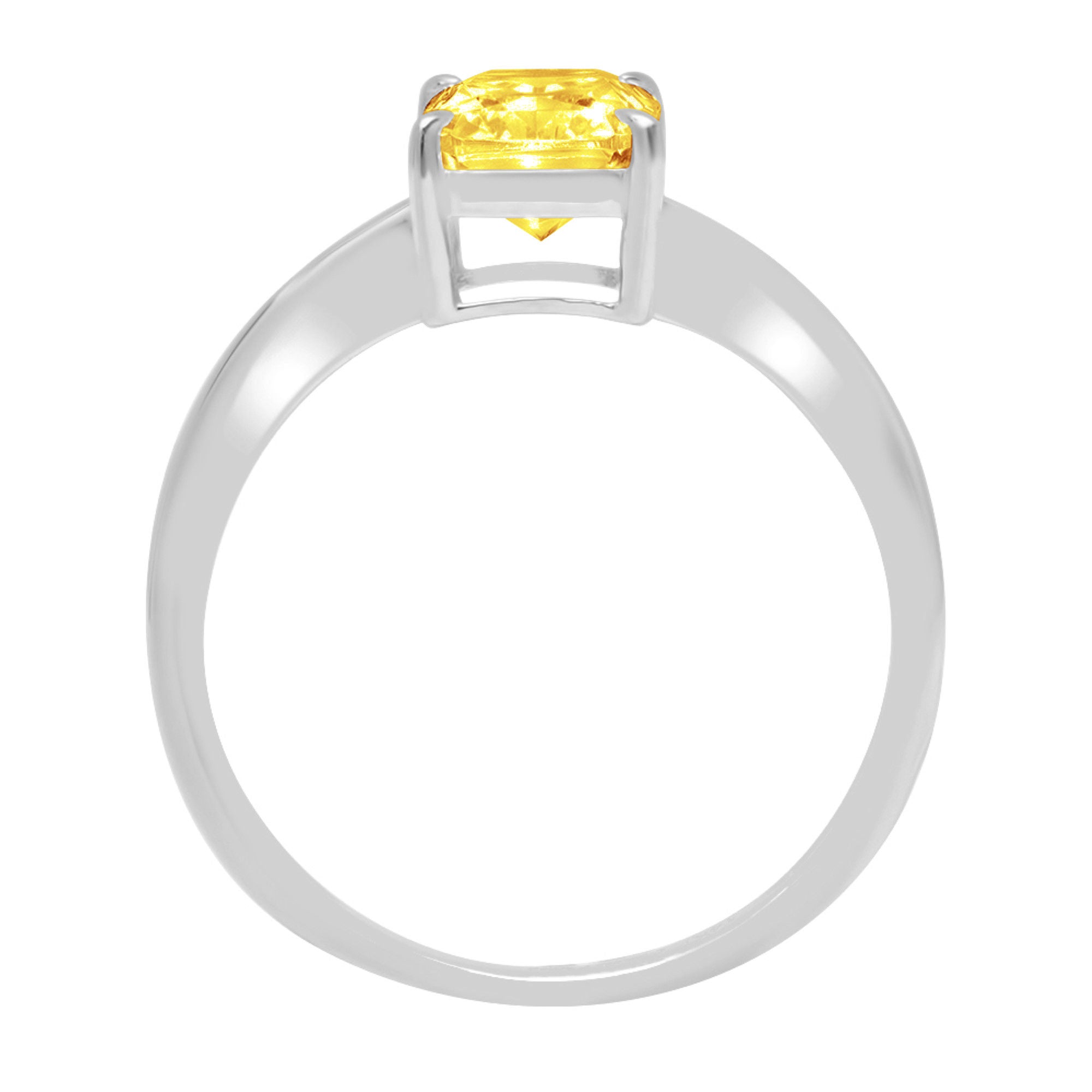 2.5ct Radiant Cut Yellow Simulated Diamond 18k White Gold Ring Size 4.25 M955