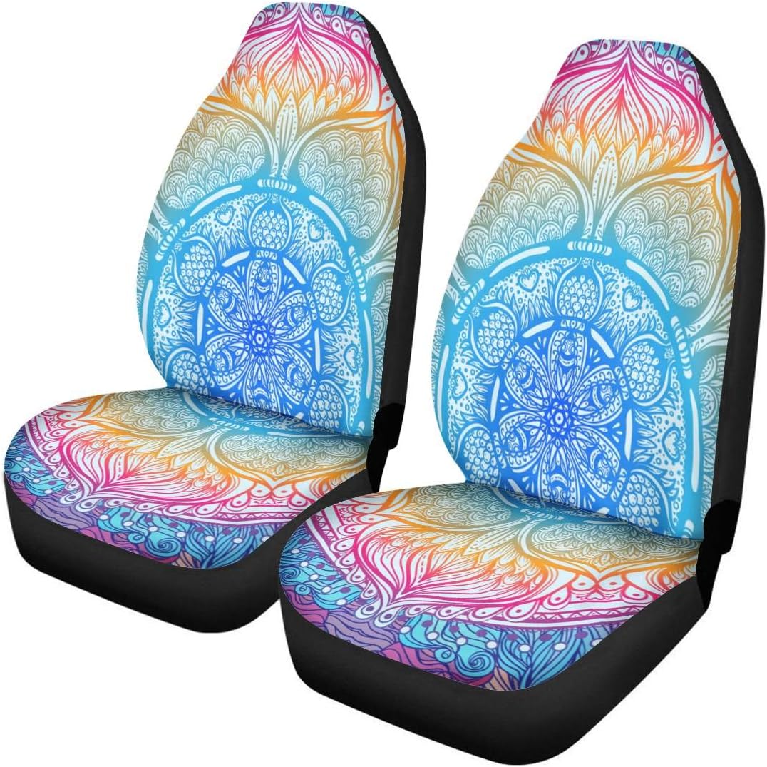 Set of 2 Brown Cow Fur Print Car Seat Covers U8962