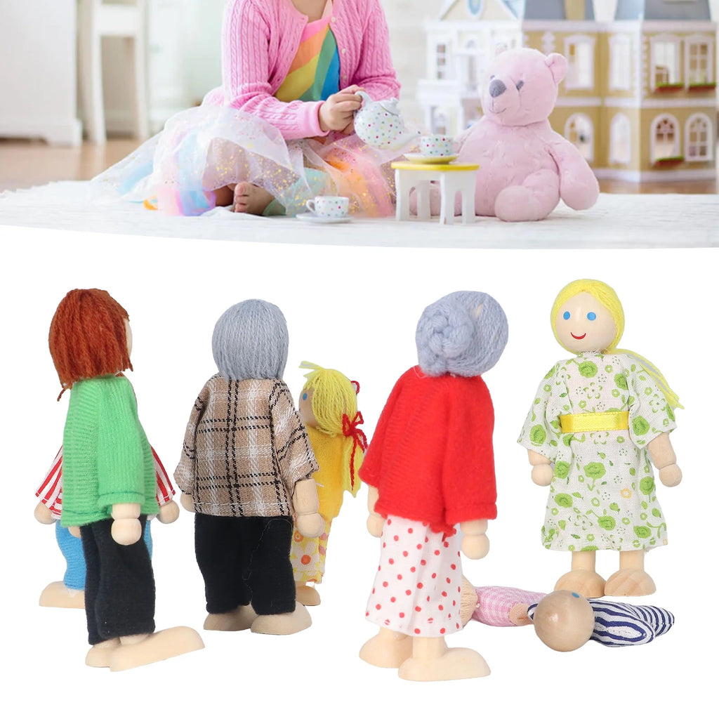 8pcs Wooden Dollhouse People Figures J698