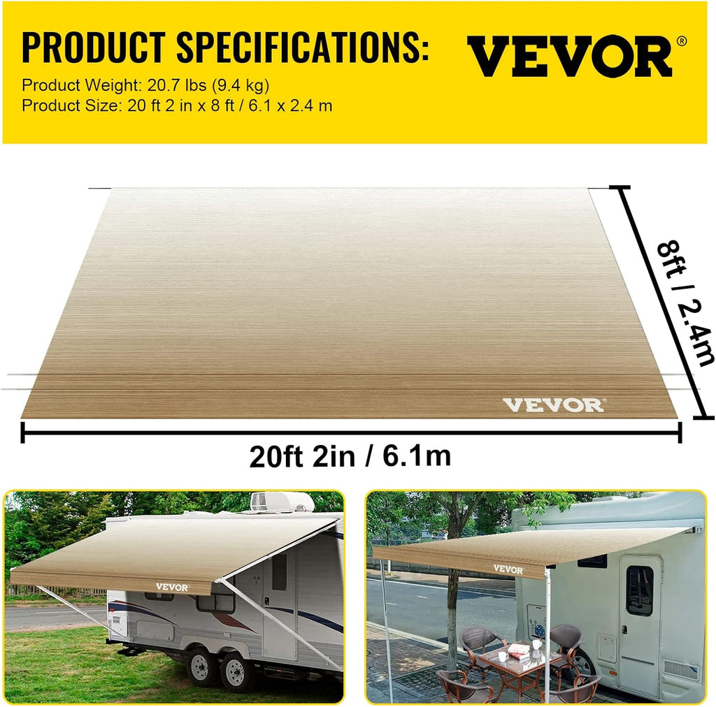 Brown Fade 21 FT Vinyl RV Awning Replacement Fabric U9033
