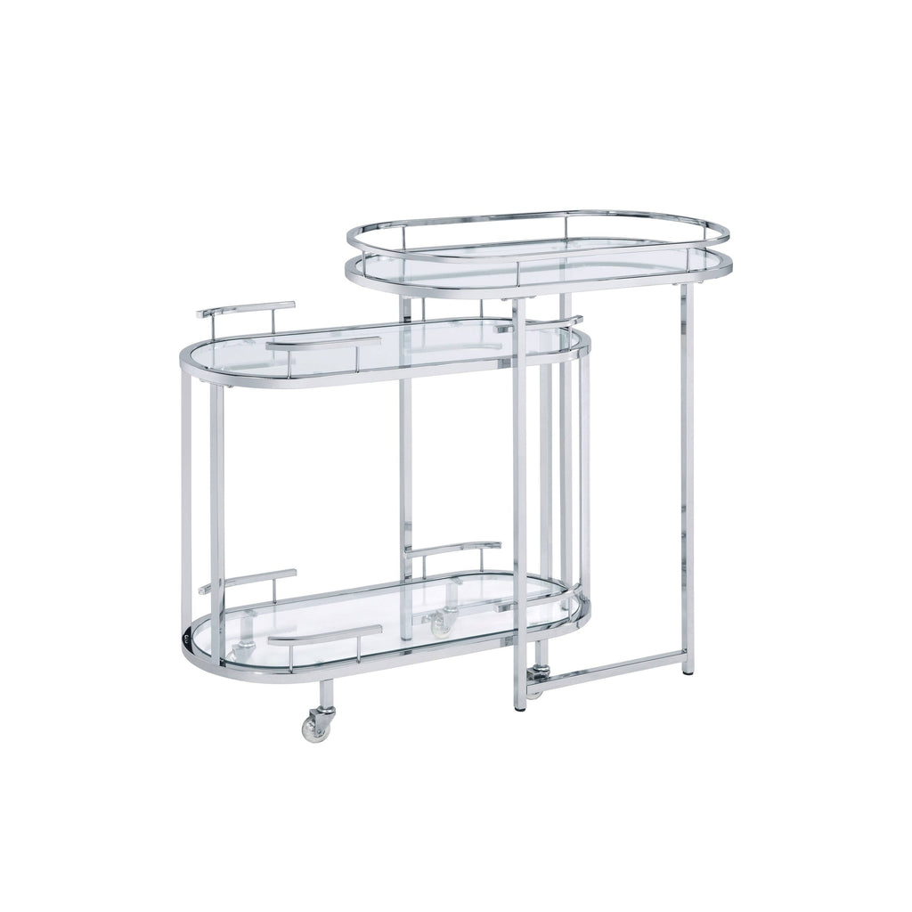 Clear Glass Serving Cart with Chrome Finish H213757